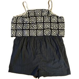 Lucky Brand Women's XL Black Crochet Bodice Romper‎ Casual Summer